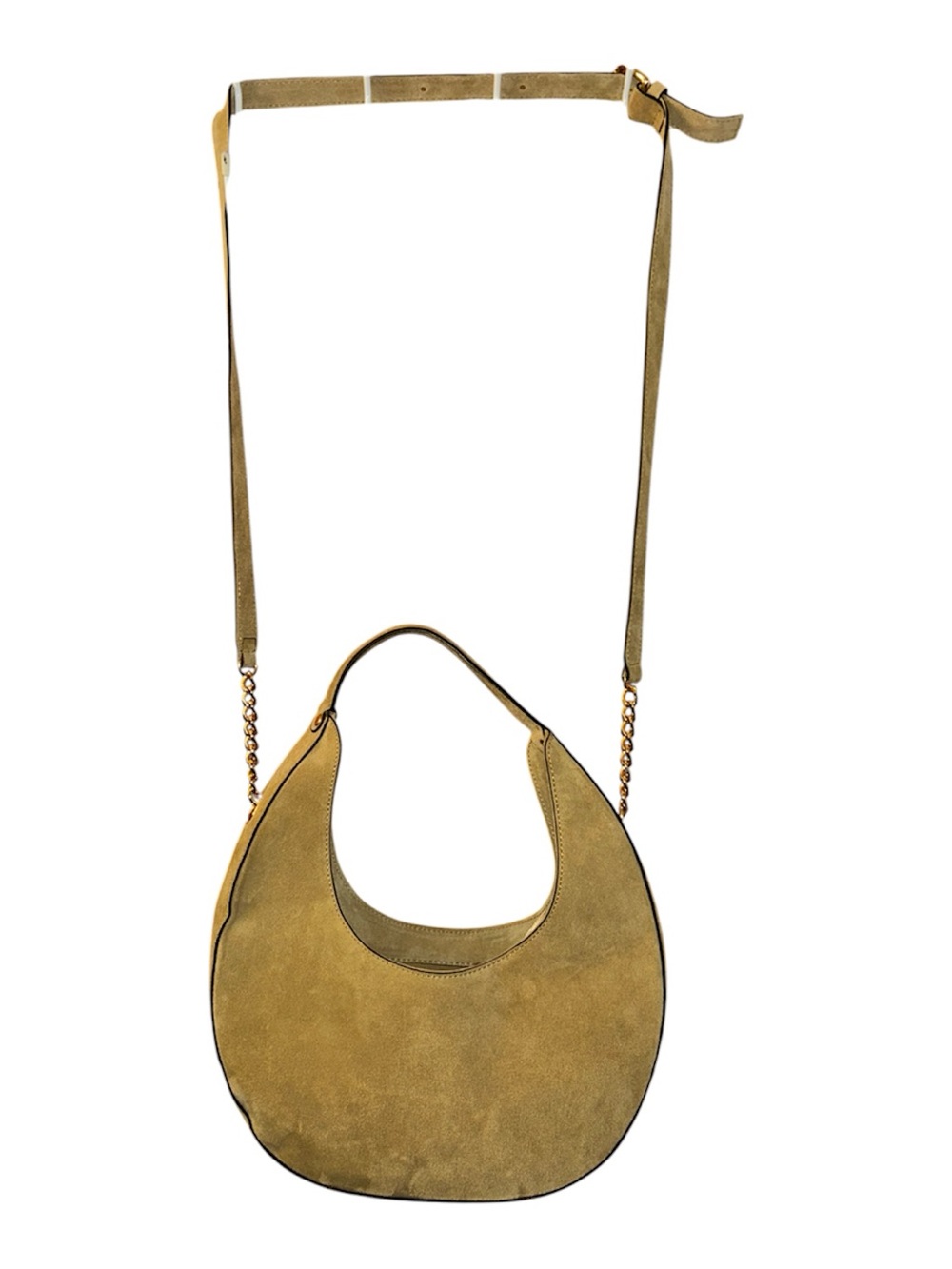 Suede Crescent Crossbody Bag in Olive